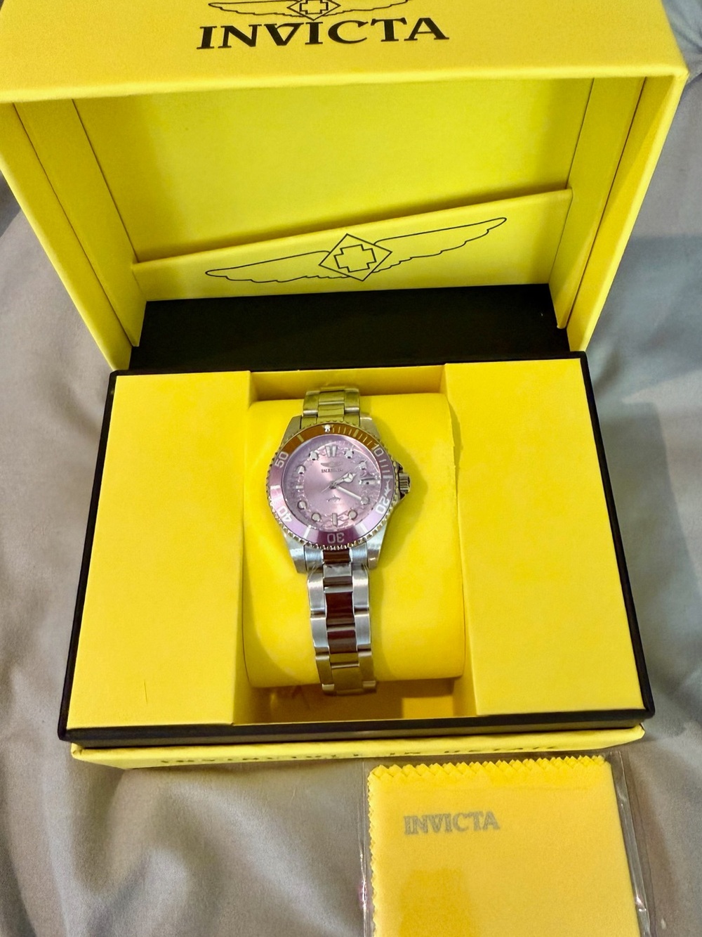 Invicta Pro Diver Women’s Silver Watch with Pink Dial